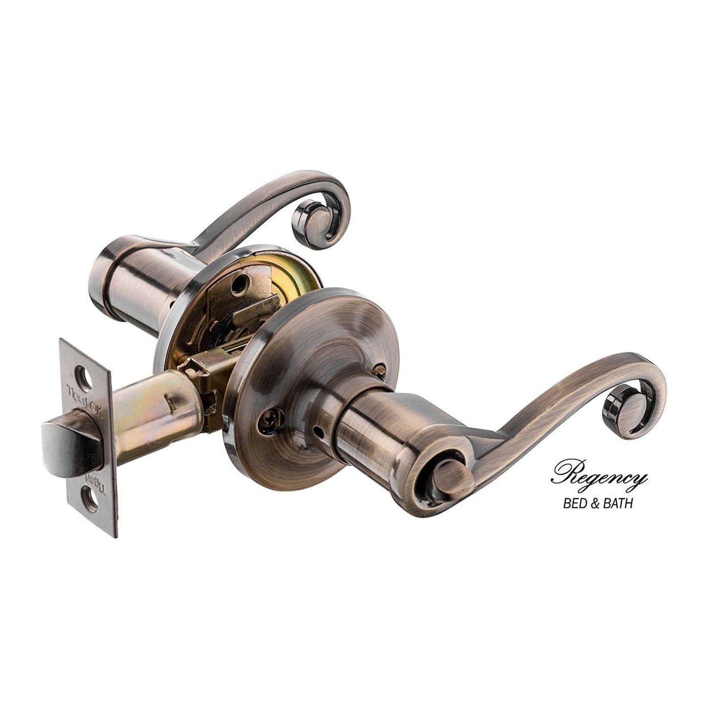 PRIVACY LEVER LOCKSET - ANTIQUE BRASS