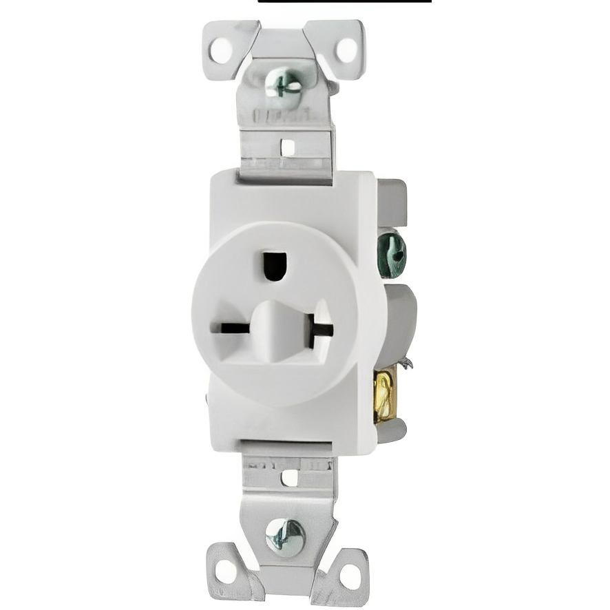 WHITE RECEPTACLE SINGLE 20A 2P3W SWIRE 250V | BOX