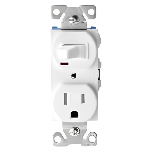 WHITE COMBO SP SWT/TR GRD RECEPTACLE 15A 125V