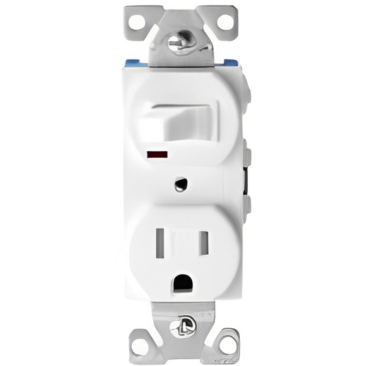 WHITE COMBO SP SWT/TR GRD RECEPTACLE 15A 125V