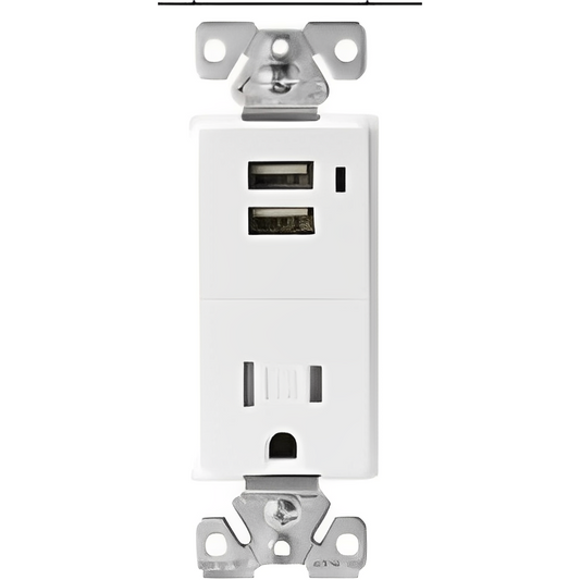 COMBO 2 PORT USB RECEPTACLE 15A 125V