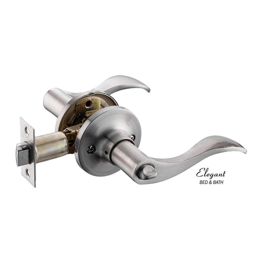 PRIVACY LEVER LOCKSET SATIN NICKEL