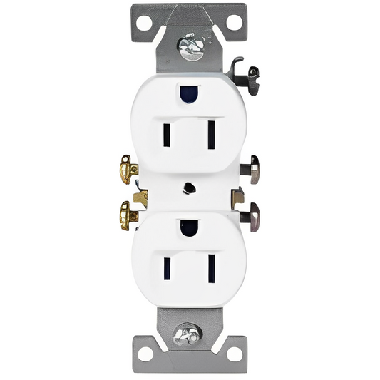 WHITE RECEPTACLE DUPLEX 15A 125V 2P3W