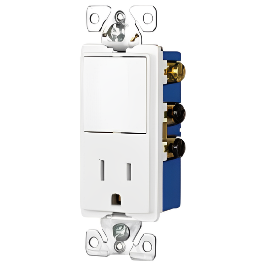 WHITE SWI/TR DECORATOR COMBO SP/ GROUNDED RECEPTACLE 15A 25V