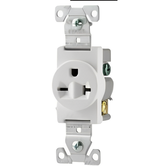 WHITE RECEPTACLE SINGLE 20A 2P3W SWIRE  250V | BOX