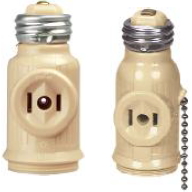 BROWN KEYLESS SOCKET ADAPTOR MEDIUM BASE W/ 2 RECEPTACLES - BOX