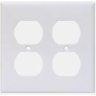 WHITE WALLPLATE 2G DUPLEX RECEPTACLE THERMOSET | BOX